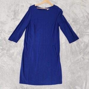 Chicos Dress Womens Size Large Solid Royal Blue Ponte Stretch Knit Pockets 2